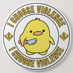 Funny Yellow Duck With Knife 6 Cm Round Badge