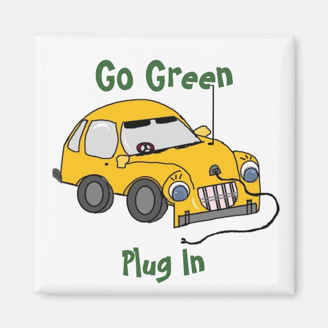 Funny Yellow Electric Car Magnet (Front)