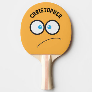 Funny Yellow Face Novelty Personalised Name Ping Pong Paddle