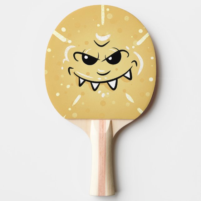 Funny Yellow Face with Sneaky Smile Ping Pong Paddle (Front)
