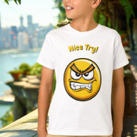 Funny Yellow Frustrated Emoji Kids T-Shirt