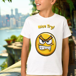Funny Yellow Frustrated Emoji Kids T-Shirt