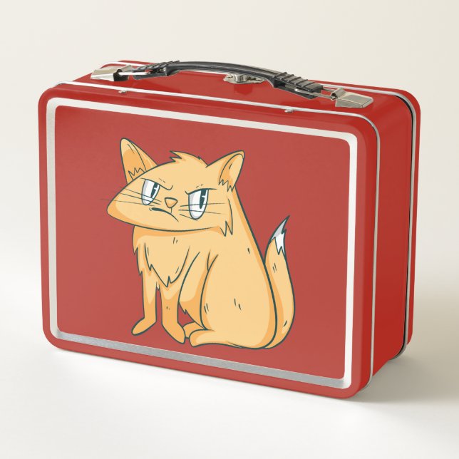 Funny Yellow Ginger Cat Metal Lunch Box (Back)