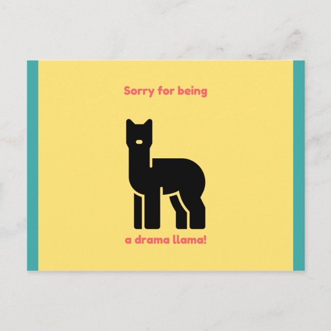 Funny Yellow Illustrated Llama Postcard (Front)