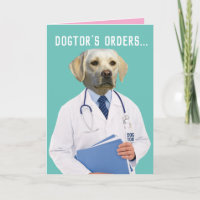 Funny Yellow Lab Doctor's Orders Heal and Get Well