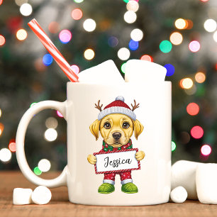 Funny Yellow Lab Elf Christmas Mug