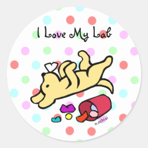 Funny Yellow Labrador Cartoon Classic Round Sticker