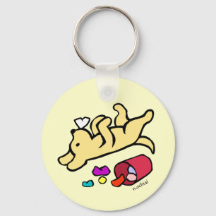 Funny Yellow Labrador Cartoon Key Ring