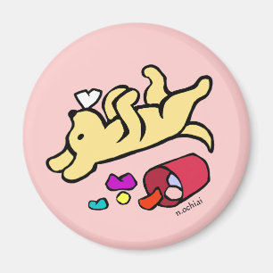 Funny Yellow Labrador Cartoon Magnet