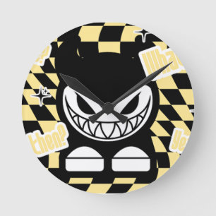 Funny Yellow Labubou-Inspired  Round Clock