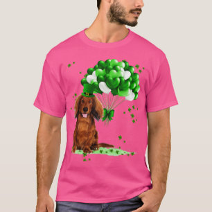 Funny Yellow Long Haired Dachshund Dog Hat St Patr T-Shirt