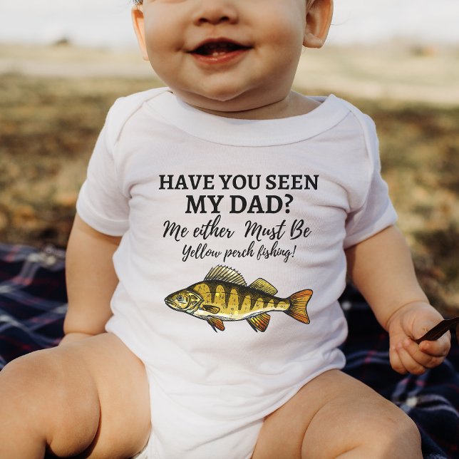 Funny Yellow Perch Fishing Dad Fish Gift Baby Baby Bodysuit (Creator Uploaded)