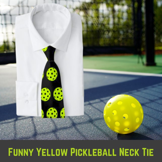 Funny Yellow Pickleball Neck Tie (Funny Yellow Pickleball Neck Tie)