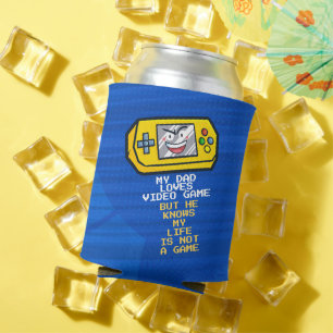Funny Yellow Portable Game Father's Day Greeting Can Cooler