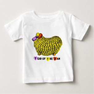 Funny Yellow Ram Chinese New Year Zodiac B White T Baby T-Shirt