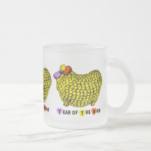 Funny Yellow Ram Chinese Year Zodiac Birthday FGM Frosted Glass Coffee Mug