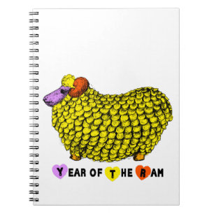 Funny Yellow Ram Chinese Year Zodiac Birthday NotB Spiral Notebook