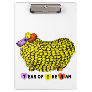 Funny Yellow Ram Chinese Year Zodiac Clipboard