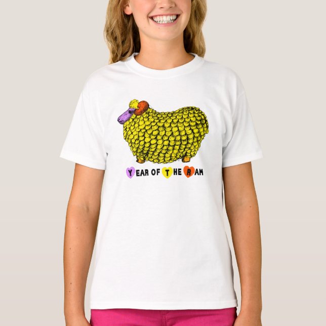 Funny Yellow Ram Chinese Year Zodiac W Girl Tee (Front)