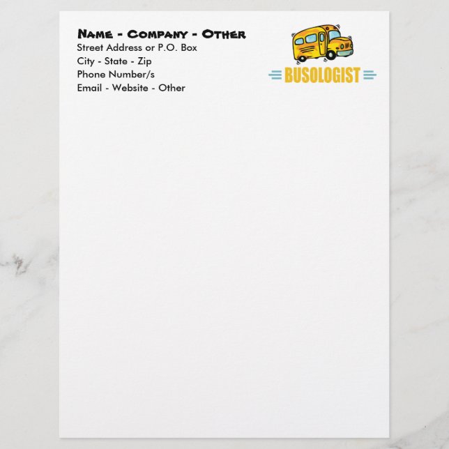 Funny Yellow School Bus Driver Humourous Personalized Letterhead (Front)