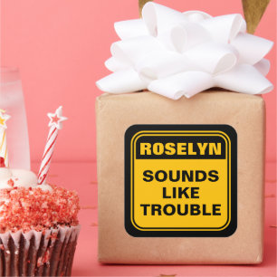 Funny yellow sounds like trouble caution sign square sticker