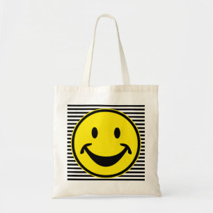 Funny yellow & stripes + your backg. & idea tote bag