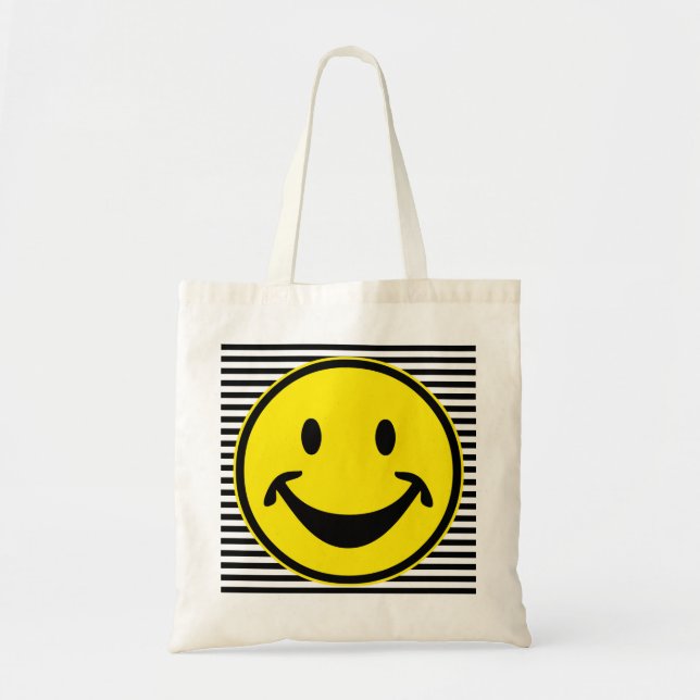 Funny yellow & stripes + your backg. & idea tote bag (Front)