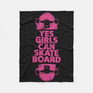Funny Yes Girls Can Skateboard Gift For Skateboard Fleece Blanket