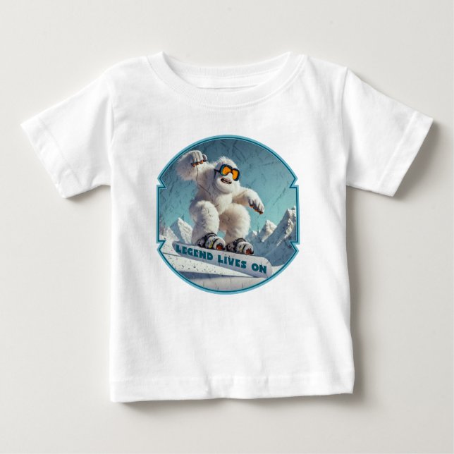 Funny Yeti Legend Snowboarding Winter Adventure Baby T-Shirt (Front)