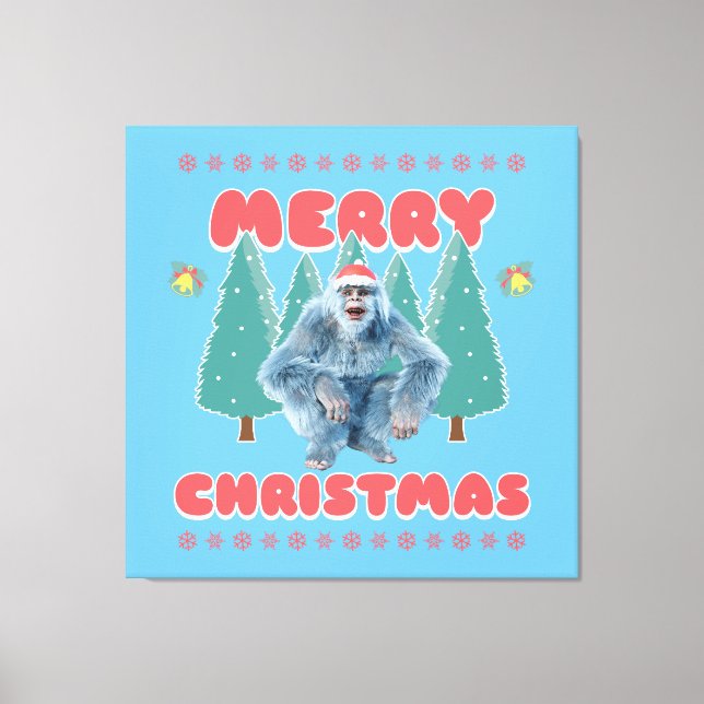 Funny Yeti - Merry Christmas Canvas Print (Front)