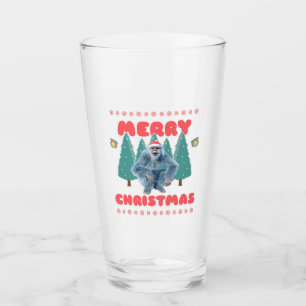Funny Yeti - Merry Christmas Glass