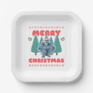 Funny Yeti - Merry Christmas Paper Plate