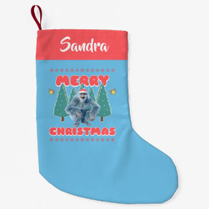Funny Yeti - Merry Christmas Personalised Small Christmas Stocking