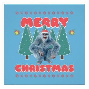 Funny Yeti - Merry Christmas Poster