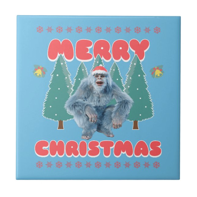 Funny Yeti - Merry Christmas Tile (Front)