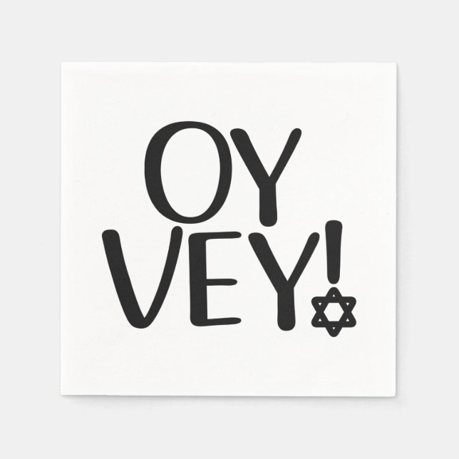 Funny Yiddish Phrase - Oy Vey, Jewish Holiday Gift Napkin (Front)