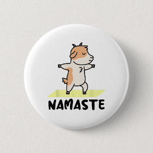 Funny Yoga Animal Designs - Namaste - Cute Goat Do 6 Cm Round Badge