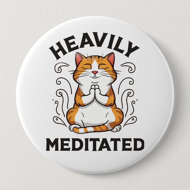 Funny Yoga Cat Meditating Button (Front)