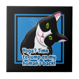 Funny Yoga Cat Tile