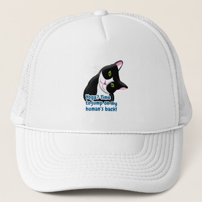 Funny Yoga Cat Trucker Hat (Front)