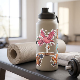 Funny Yoga Flamingo Workout Fail Square Sticker