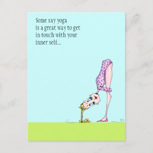 Funny yoga humour pose postcard - must see back!