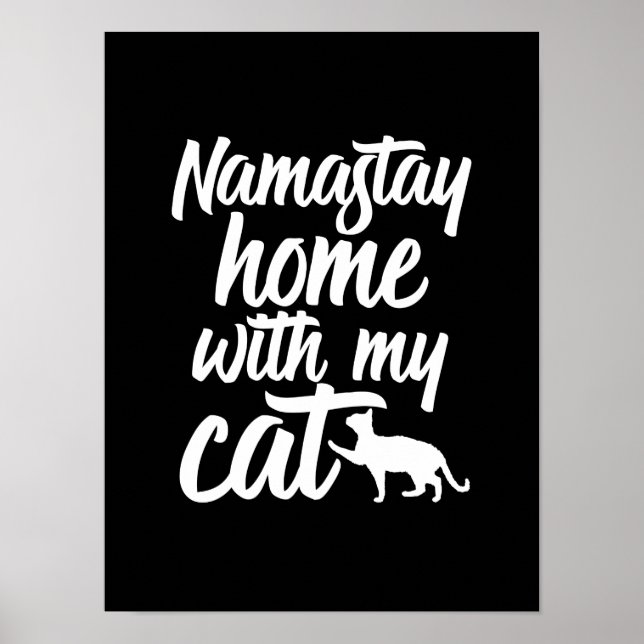 Funny Yoga Kitten Lover Namastay Home With My Cat Poster (Front)