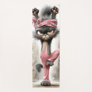 Funny Yoga Mat grumpy cat cartoon 