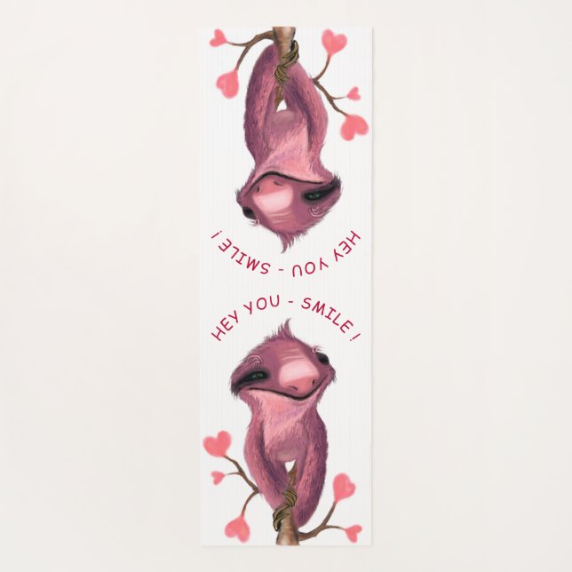 Funny Yoga Mat with Playful Sloth - Custom Text (Back)