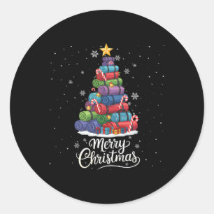Funny Yoga Mats Christmas Tree Lights Xmas Men Wom Classic Round Sticker