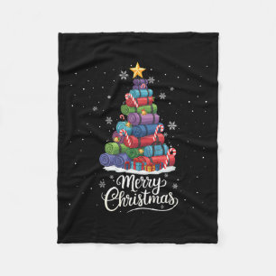 Funny Yoga Mats Christmas Tree Lights Xmas Men Wom Fleece Blanket