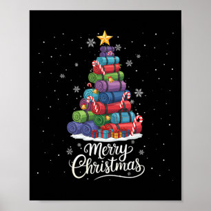 Funny Yoga Mats Christmas Tree Lights Xmas Men Wom Poster