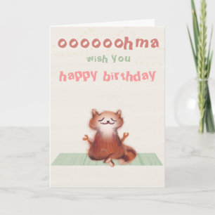 Funny Yoga Meditation Cat Humourous Friend Birthda Card