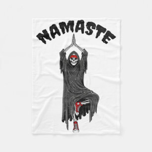 Funny Yoga Namaste Halloween Skeleton Reaper Tree Fleece Blanket